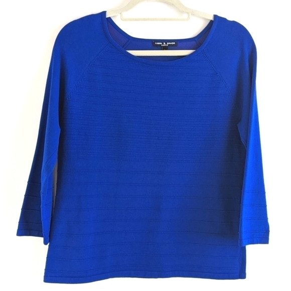 𝅺CABLE & Gauge Royal Blue Ribbed Textured Sweater L - Picture 1 of 12